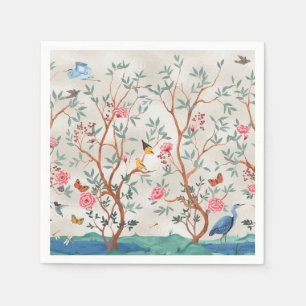 Serviette En Papier Papiers peints chinois avec des hérons et des fleu