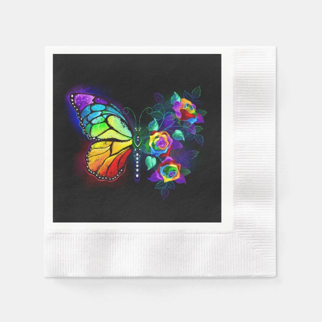 Serviette En Papier Papillon arc-en-ciel (Devant)