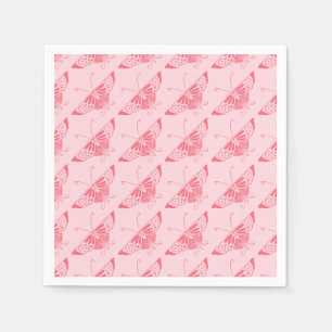 Serviette En Papier Papillon Art déco stylisé - corail rose