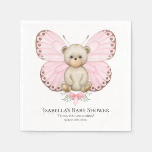 Serviette En Papier Papillon Bébé ours fille   Baby shower serviettes