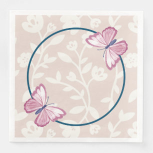 Serviette En Papier papillon bleu marine rose floral