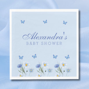 Serviette En Papier Papillon bleu poussiéreux Baby Shower de fleurs sa
