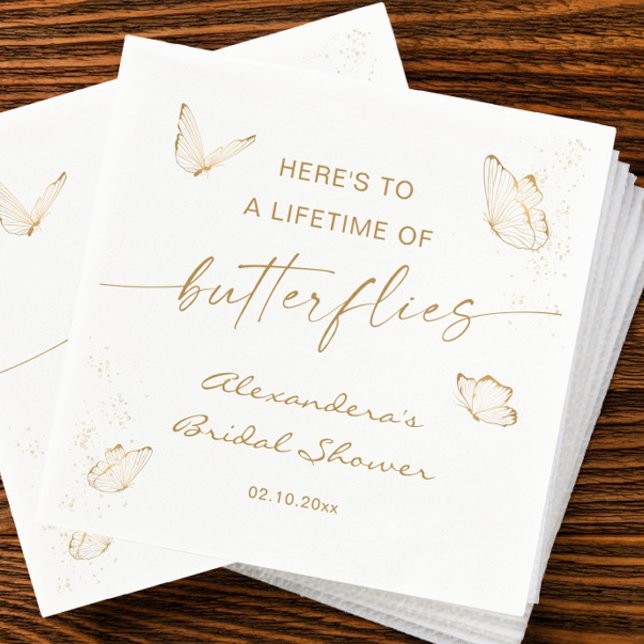Serviette En Papier Papillon de Or Blanc Fête de Mariage (Créateur téléchargé)