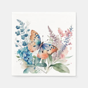 Serviette En Papier Papillon de prairie romantique