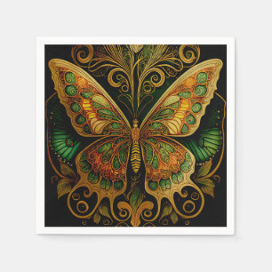 Serviette En Papier Papillon d'or Art nouveau