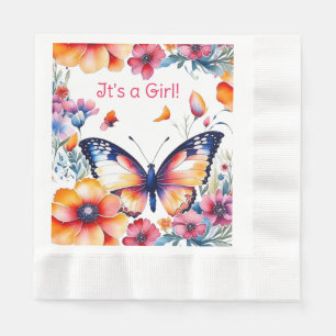 Serviette En Papier Papillon en fleurs Baby shower de fille
