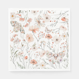 Serviette En Papier Papillon floral Fleur sauvage Boho