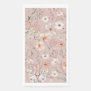 Serviette En Papier Papillon floral Fleur sauvage Boho