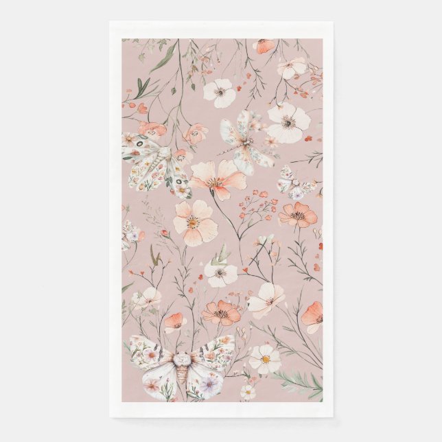 Serviette En Papier Papillon floral Fleur sauvage Boho (Devant)