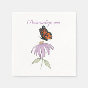 Serviette En Papier Papillon floral violet simple aquarelle élégant