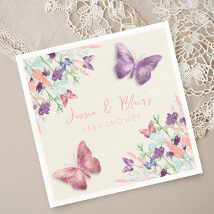 Serviette En Papier Papillon Garden Pastel Baby shower Fleur sauvage