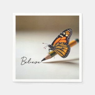 Serviette En Papier Papillon Monarque Avec Texte Croire