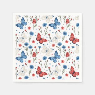 Serviette En Papier Papillon patriotique et motif floral