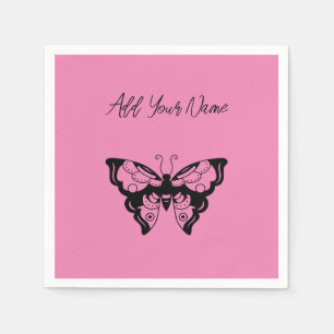 Serviette En Papier Papillon rose - Créez vos propres serviettes (CYO)