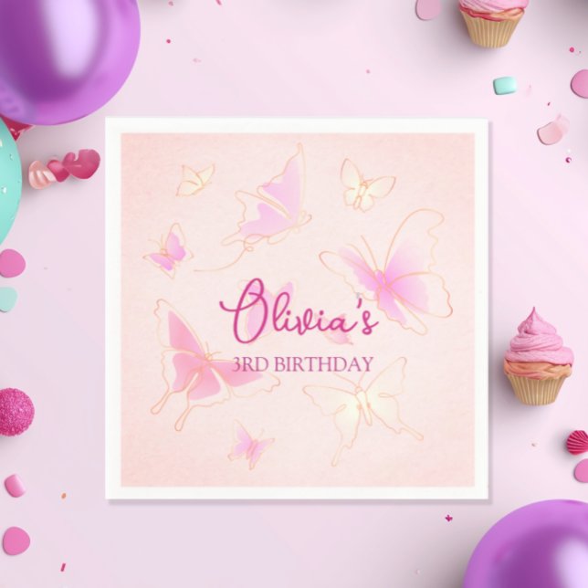 Serviette En Papier Papillon rose mignonne Filles Anniversaire fête Na (Créateur téléchargé)
