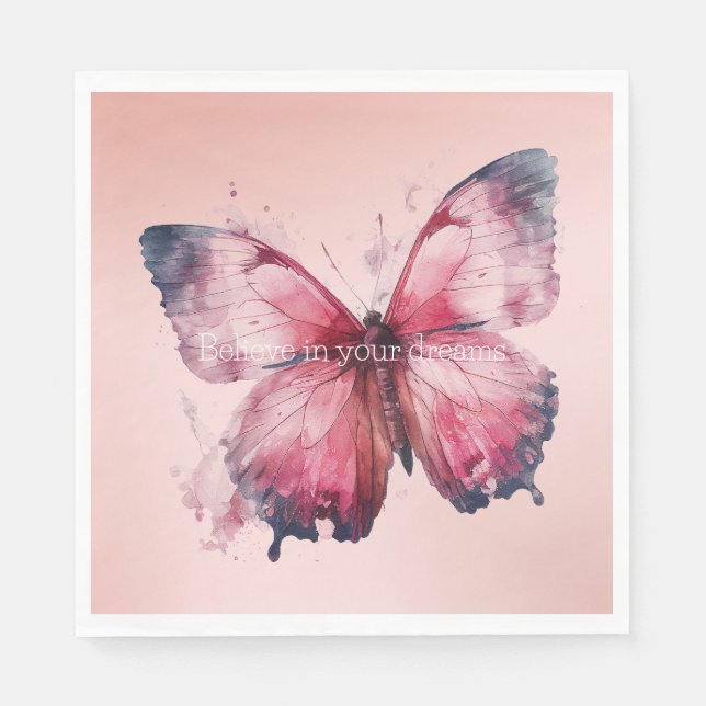 Serviette En Papier Papillon rose pâle (Devant)