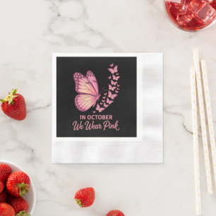 Serviette En Papier papillon rose poitrine octobre