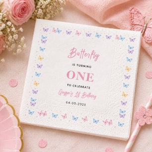 Serviette En Papier Papillon Rose Violet Mignon 1er Anniversaire pour