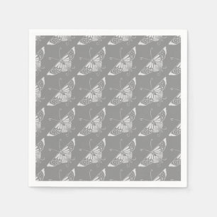 Serviette En Papier Papillon stylisé Art Déco, nuances de gris