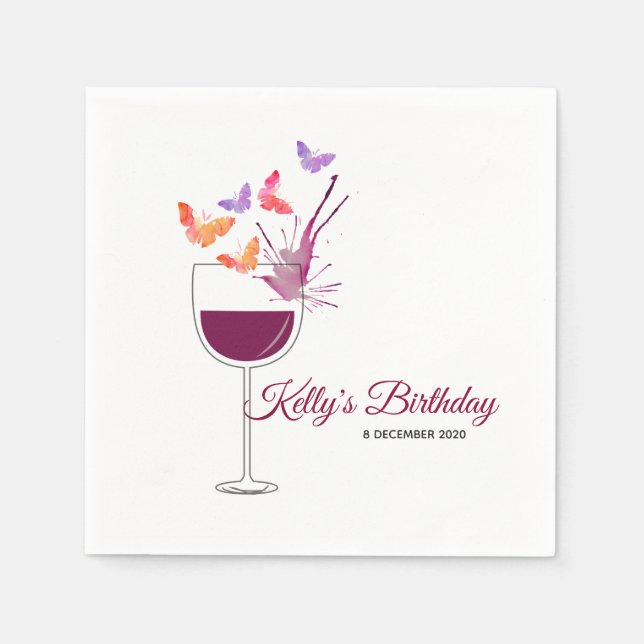 Serviette En Papier papillon, vin rouge, Cocktail Papier serviettes (Devant)