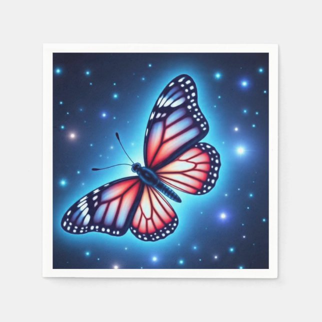 Serviette En Papier PapillonBlancRouge (Devant)