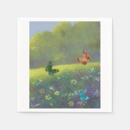 Serviette En Papier Papillons à ton bijou dans la prairie estivale