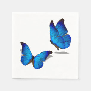 Serviette En Papier Papillons bleus