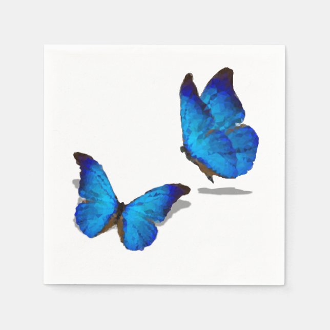 Serviette En Papier Papillons bleus (Devant)