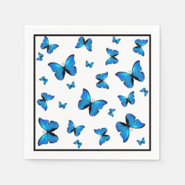 Serviette En Papier Papillons bleus