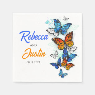 Serviette En Papier Papillons bleus et oranges Serviettes de sauce mod