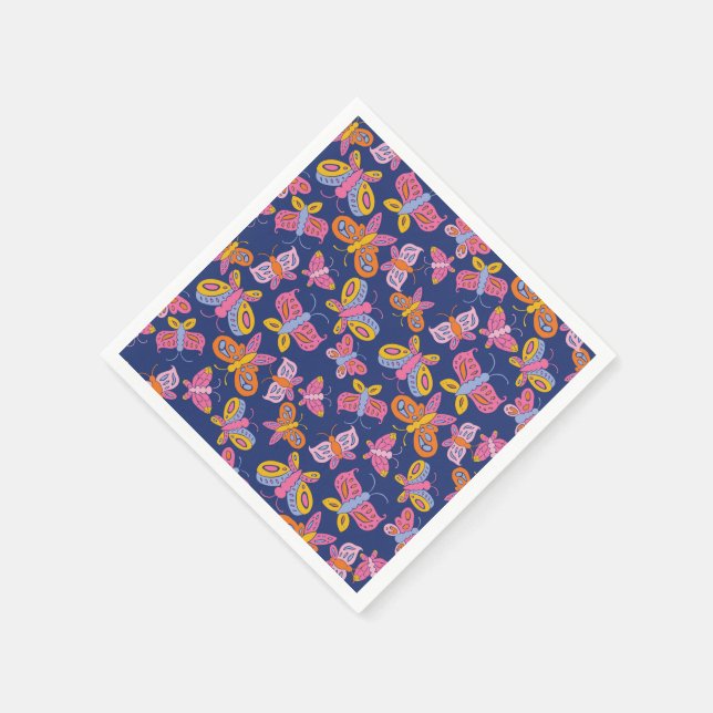 Serviette En Papier papillons colorés (Coin)
