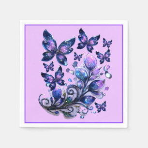 Serviette En Papier Papillons Cosmic Sparkle Rose