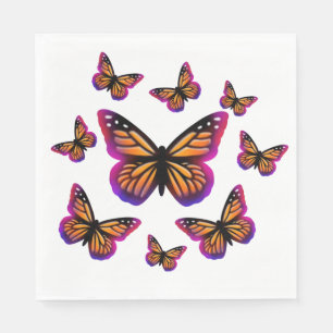 Serviette En Papier Papillons couleur aquarelle