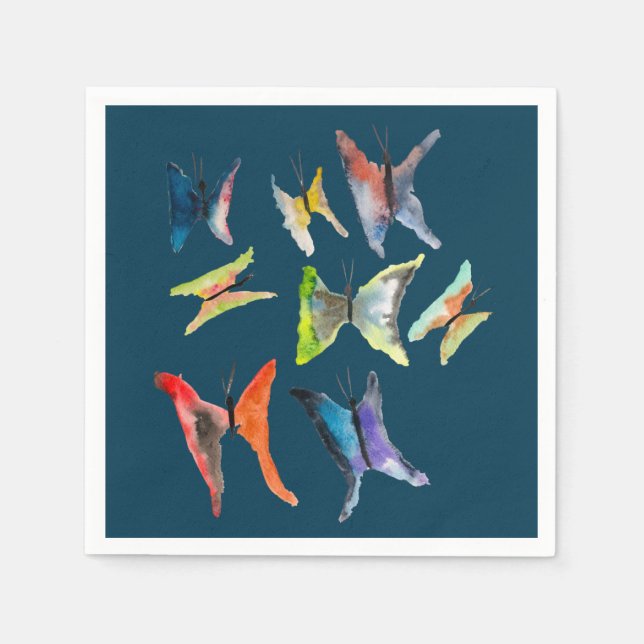 Serviette En Papier Papillons couleur aquarelle serviettes (Devant)