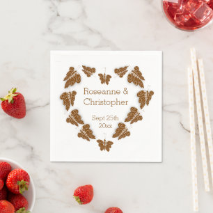 Serviette En Papier Papillons couleur chocolat Mariage design