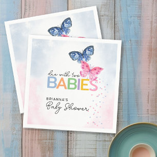 Serviette En Papier Papillons dus avec deux Baby shower bébé