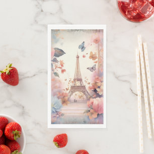Serviette En Papier Papillons et fleurs de la Tour Eiffel