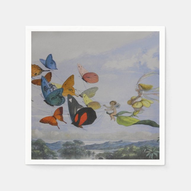 Serviette En Papier Papillons et papillons de la reine des fées (Devant)
