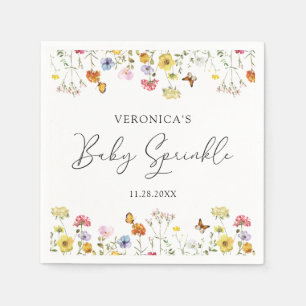 Serviette En Papier Papillons fleurs sauvages Boho Baby Sprinkl