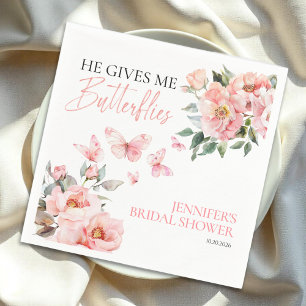 Serviette En Papier Papillons Floral rose Fête des mariées