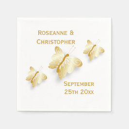 Serviette En Papier Papillons Mariages d'or Design