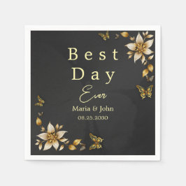 Serviette En Papier Papillons noires élégants Mariage serviettes