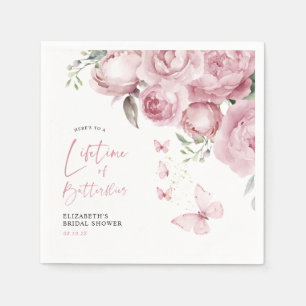 Serviette En Papier Papillons Rose Floral Fête de Mariage