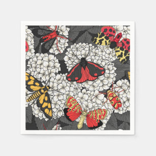 Serviette En Papier Papillons sur hydrangea blanc