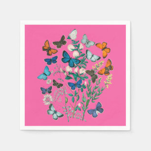 Serviette En Papier Papillons vintages & Fleurs, Art, Rose
