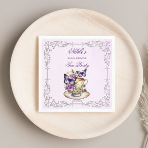 Serviette En Papier Papillons violets thé de mariage victorien