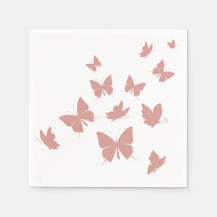 Serviette En Papier Papillons volants roses mignons personnalisés