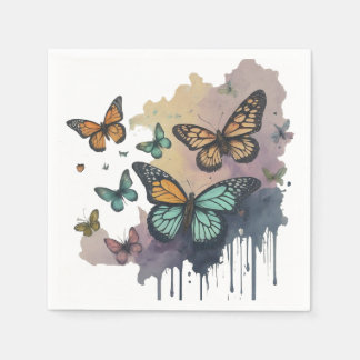 Serviette En Papier Papillons Whimsical Watercolor