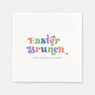Serviette En Papier Pâques Brunch Coloré Typographie rétro
