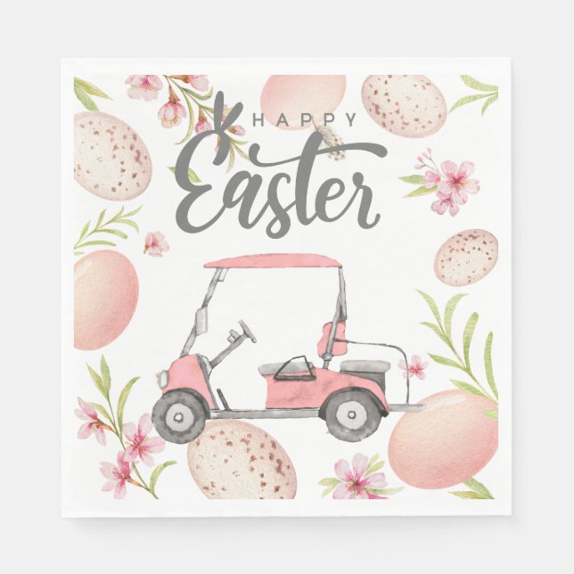Serviette En Papier Pâques de golf pour l'aquarelle de printemps (Devant)